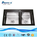 DS10050C Leeds black glass kitchen sink China handmade